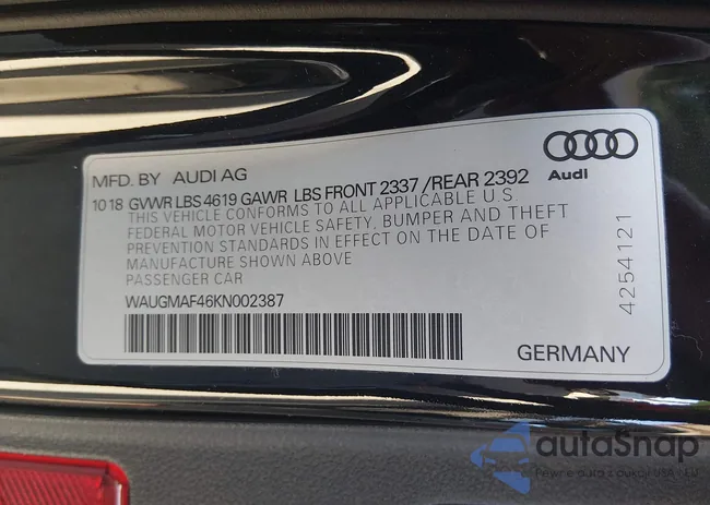 WAUGMAF46KN002387: 44234324