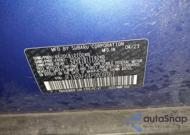 JF1VBAF64P9809367: 44235380