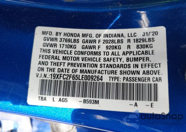 19XFC2F65LE009264: 44235554