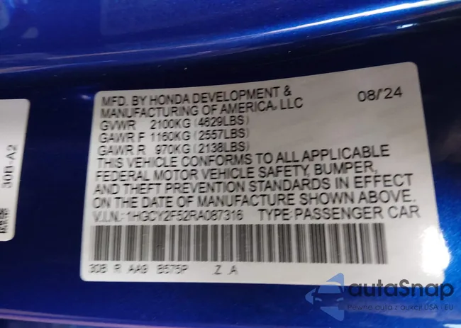 1HGCY2F52RA087316: 44235564