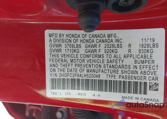 2HGFC2F64LH520048: 44235870