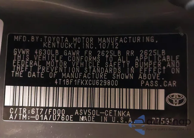 4T1BF1FKXCU629800: 44235910