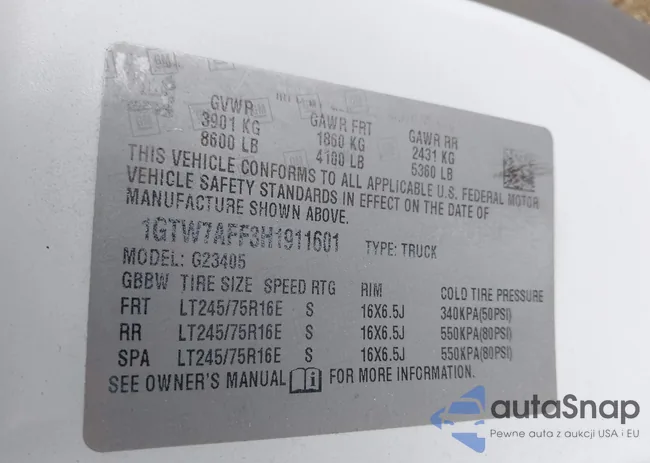 1GTW7AFF3H1911601: 44234993