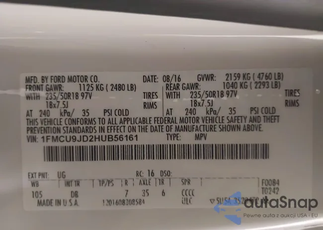 1FMCU9JD2HUB56161: 44235091