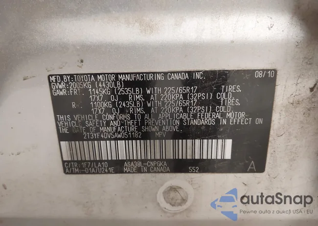 2T3YF4DV5AW051182: 44235159