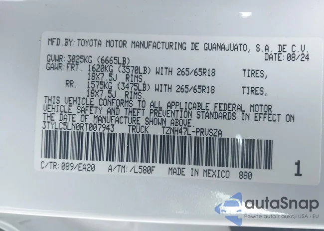 3TYLC5LN0RT007943: 44235244