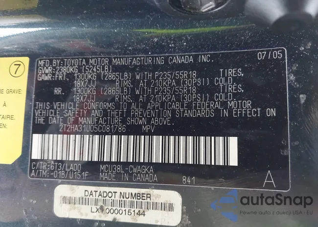 2T2HA31U05C081786: 44236334