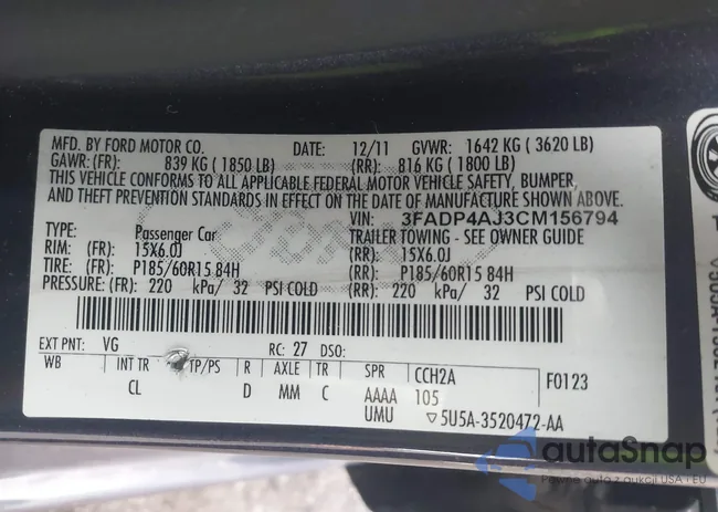 3FADP4AJ3CM156794: 44236466