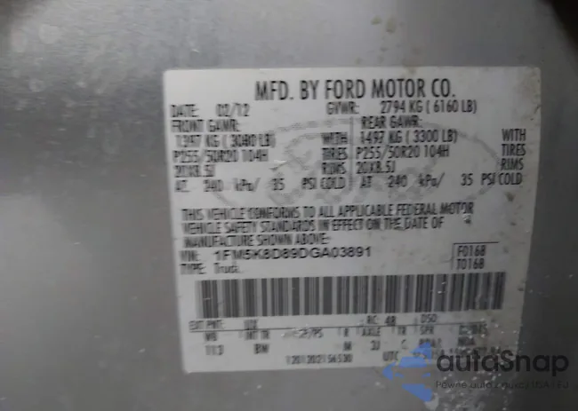 1FM5K8D89DGA03891: 44236673