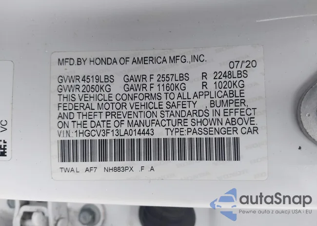 1HGCV3F13LA014443: 44236751