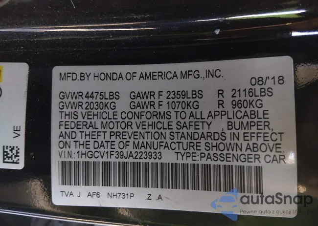 1HGCV1F39JA223933: 44236853