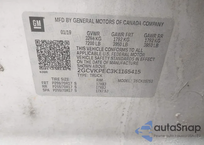 2GCVKPEC3K1165415: 44235981