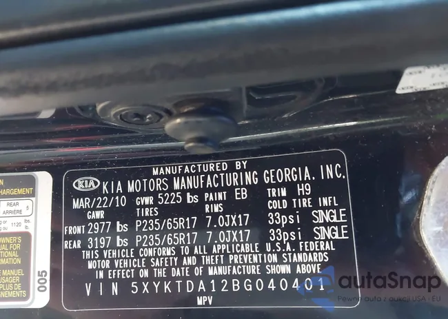 5XYKTDA12BG040401: 44236126