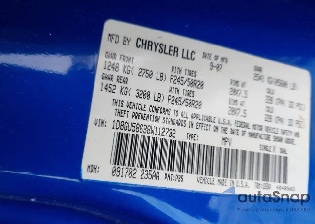 1D8GU58638W112732: 44236250