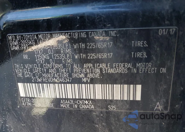 2T3WFREV0HW346347: 44236316