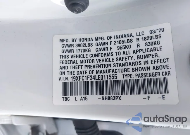 19XFC1F34LE011555: 44237443