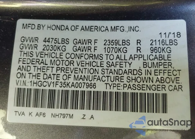 1HGCV1F35KA007966: 44237634