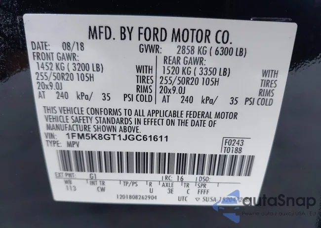 1FM5K8GT1JGC61611: 44237829