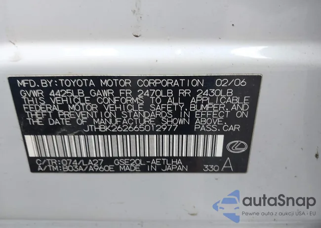 JTHBK262665012977: 44238550