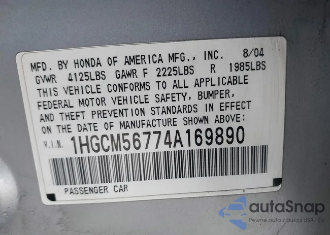 1HGCM56774A169890: 44238601