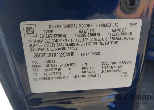 2GCEC19TX11204410: 44238176