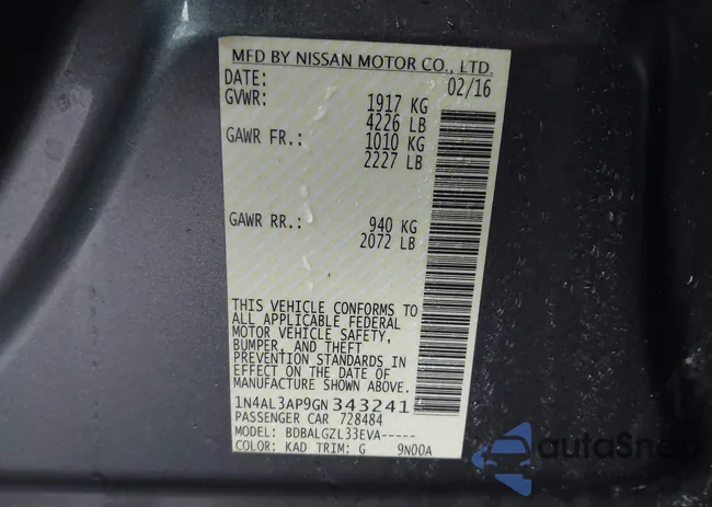 1N4AL3AP9GN343241: 44238183