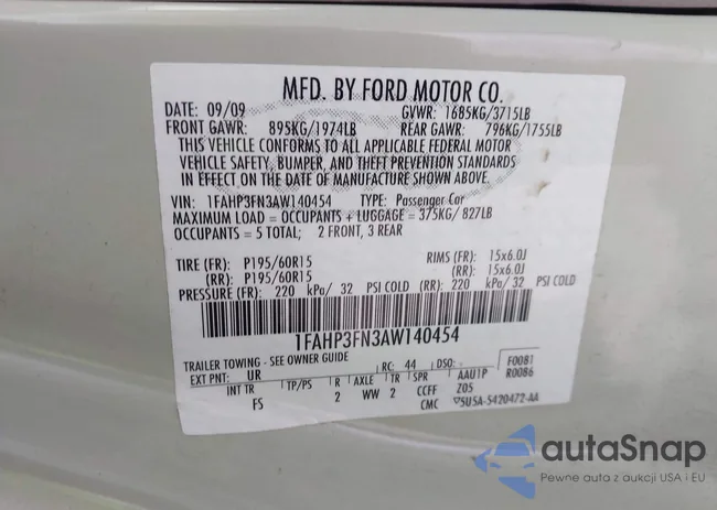 1FAHP3FN3AW140454: 44239352