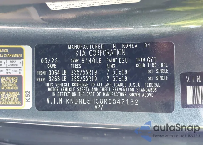 KNDNE5H38R6342132: 44239157