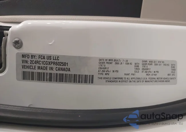 2C4RC1CGXPR602501: 44239200