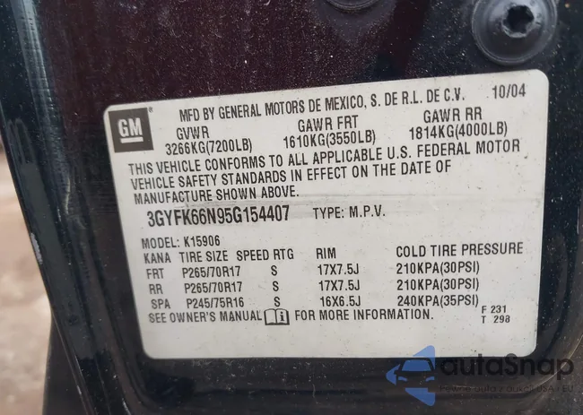 3GYFK66N95G154407: 44240432