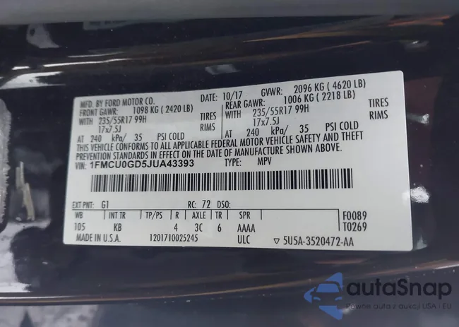 1FMCU0GD5JUA43393: 44240573