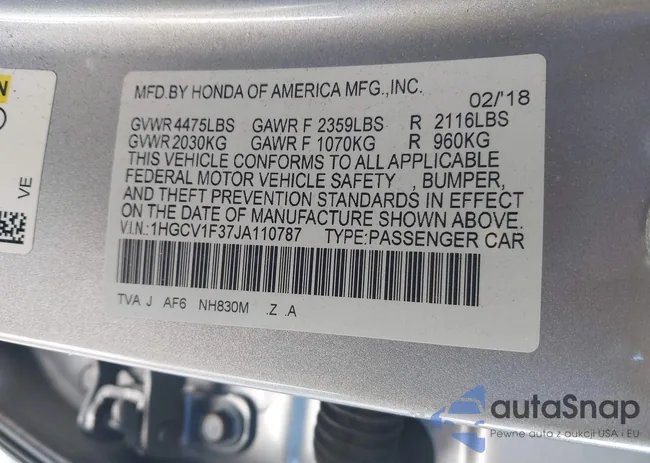 1HGCV1F37JA110787: 44240627