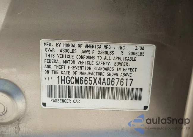 1HGCM665X4A067617: 44240736