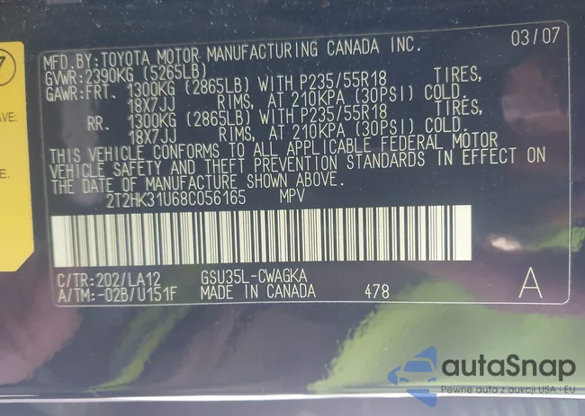 2T2HK31U68C056165: 44239927