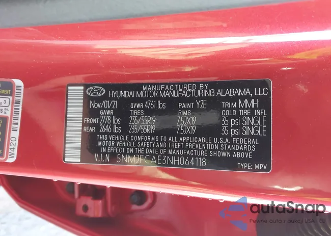 5NMJFCAE3NH064118: 44239976