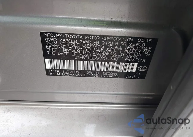 JTHBE1BL4FA011348: 44240071