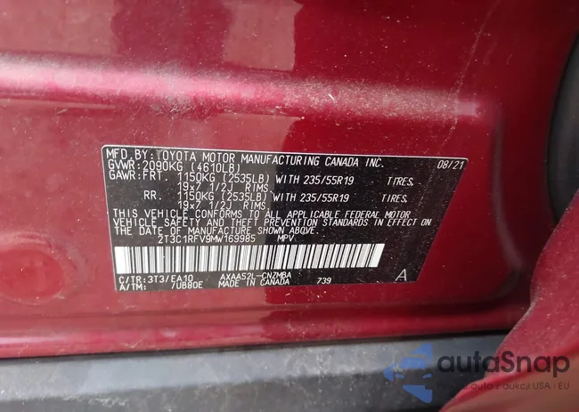 2T3C1RFV9MW169985: 44240129