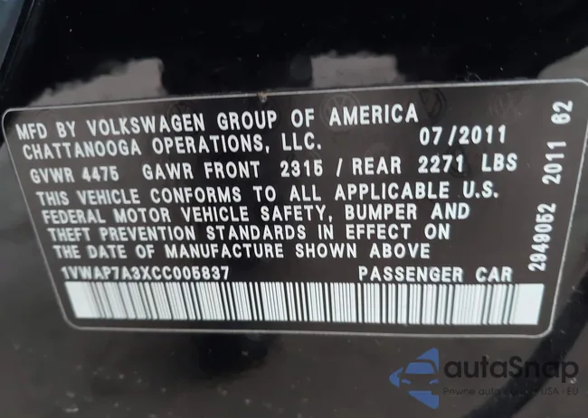 1VWAP7A3XCC005837: 44240186