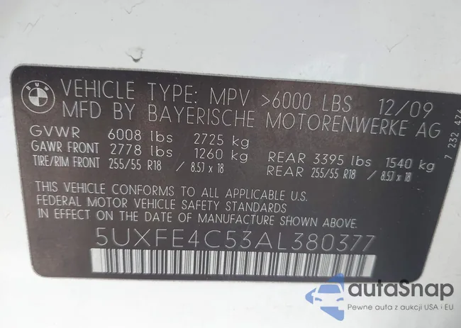 5UXFE4C53AL380377: 44241467
