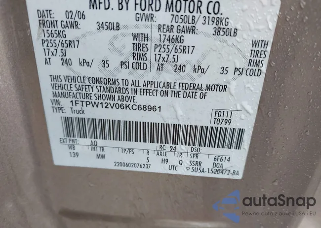 1FTPW12V06KC68961: 44241502