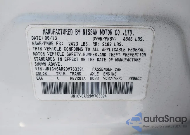 JN1CV6AR2DM763394: 44241613