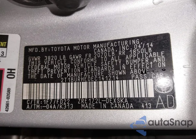 2T1BURHE0EC141214: 44241639