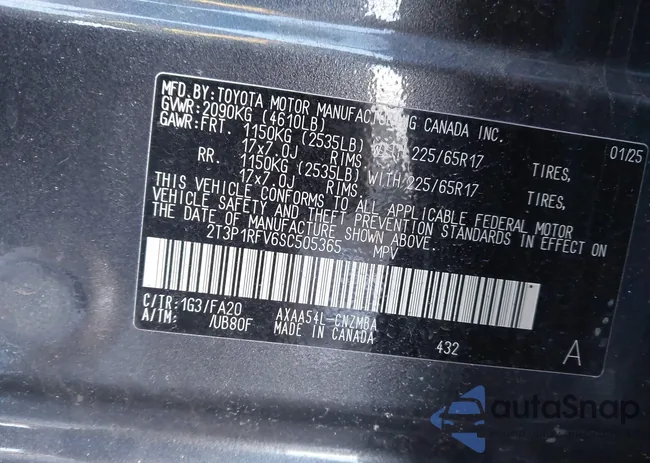 2T3P1RFV6SC505365: 44241701