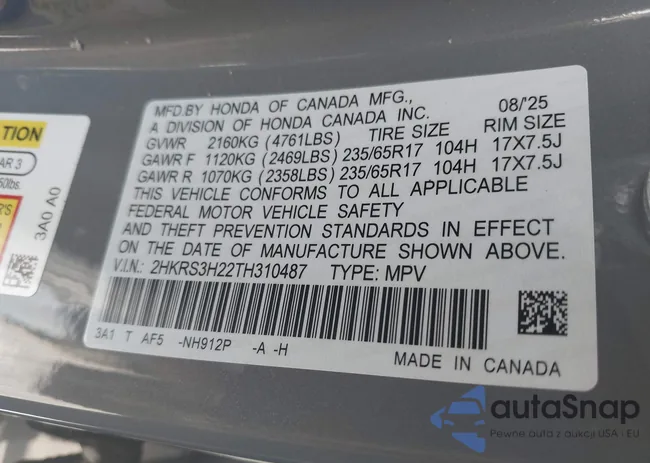 2HKRS3H22TH310487: 44240853