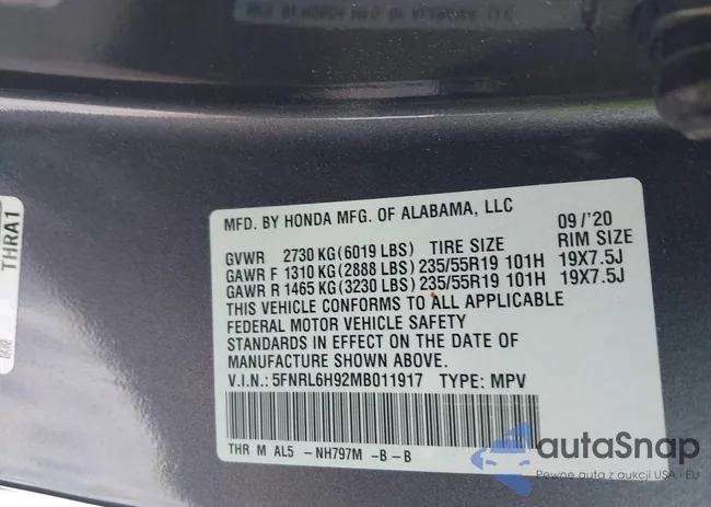 5FNRL6H92MB011917: 44240920