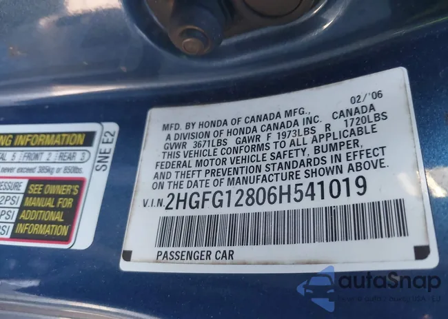 2HGFG12806H541019: 44241077