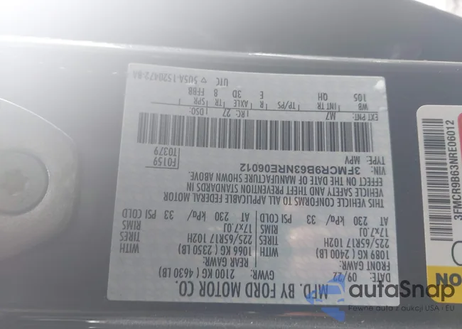 3FMCR9B63NRE06012: 44242314