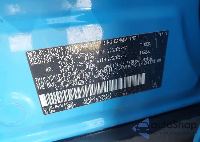 2T3F1RFV2MW200071: 44242471