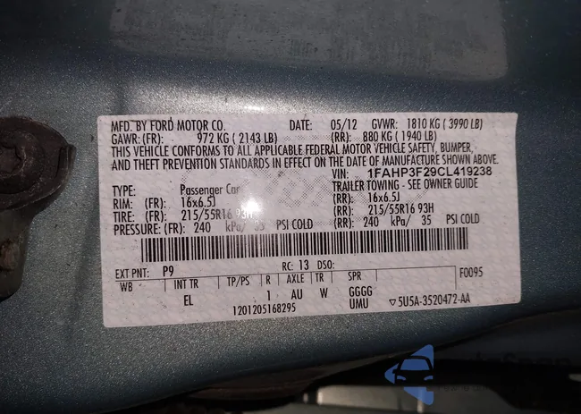 1FAHP3F29CL419238: 44242517