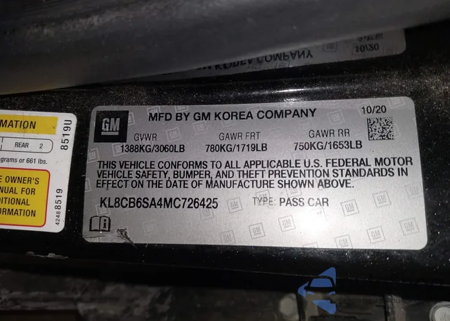 KL8CB6SA4MC726425: 44242549